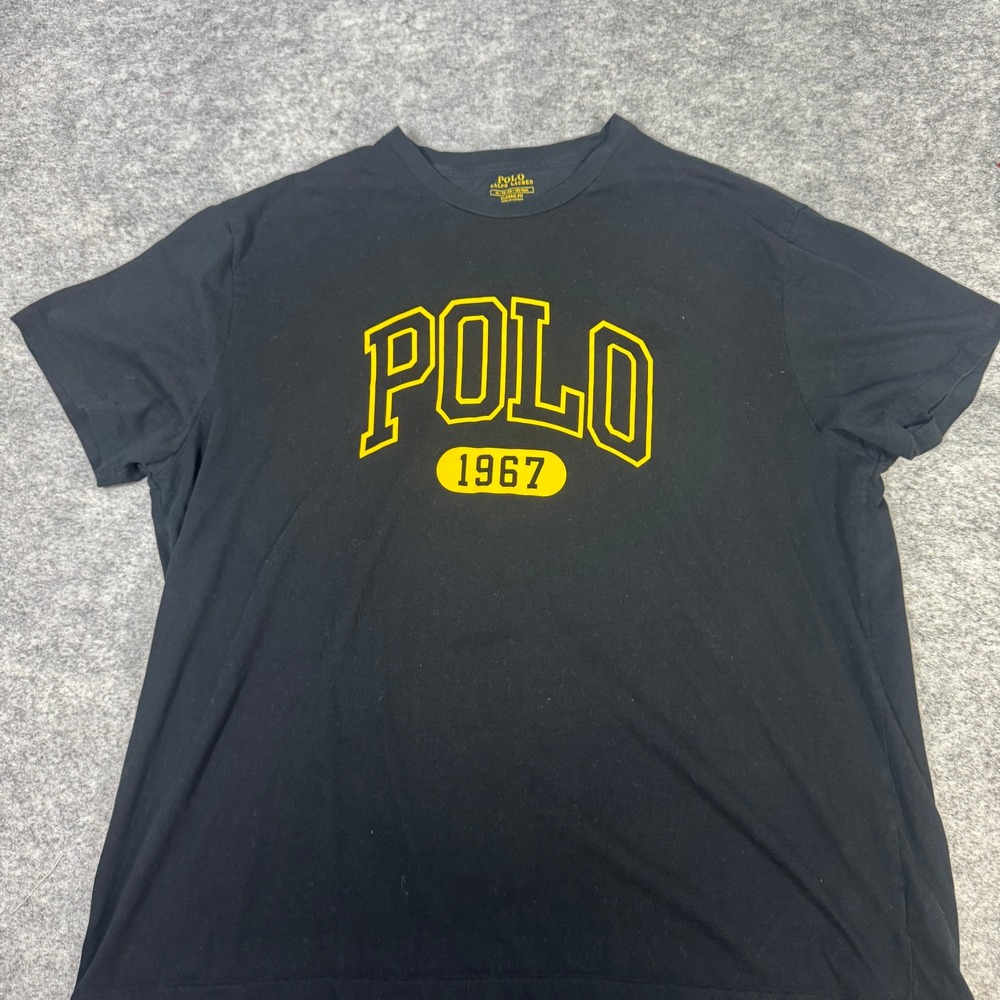 Polo Ralph Lauren Mens XL Black Yellow Polo 1967 Graphic T-Shirt Classic Fit
